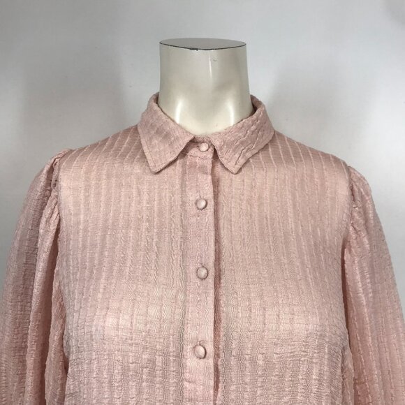 IDEM DITTO -WOMEN'S MEDIUM - PINK 3/4 SLEEVE BUTTON COLLARED VISCOSE BLEND TOP - Picture 2 of 8